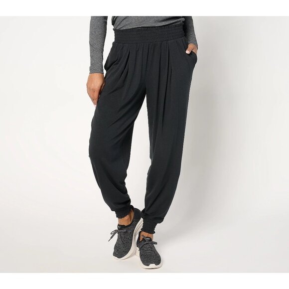AnyBody Pants - AnyBody Tall Cozy Knit Pleat Detail Joggers with Smocked Waist Size 3XT Black